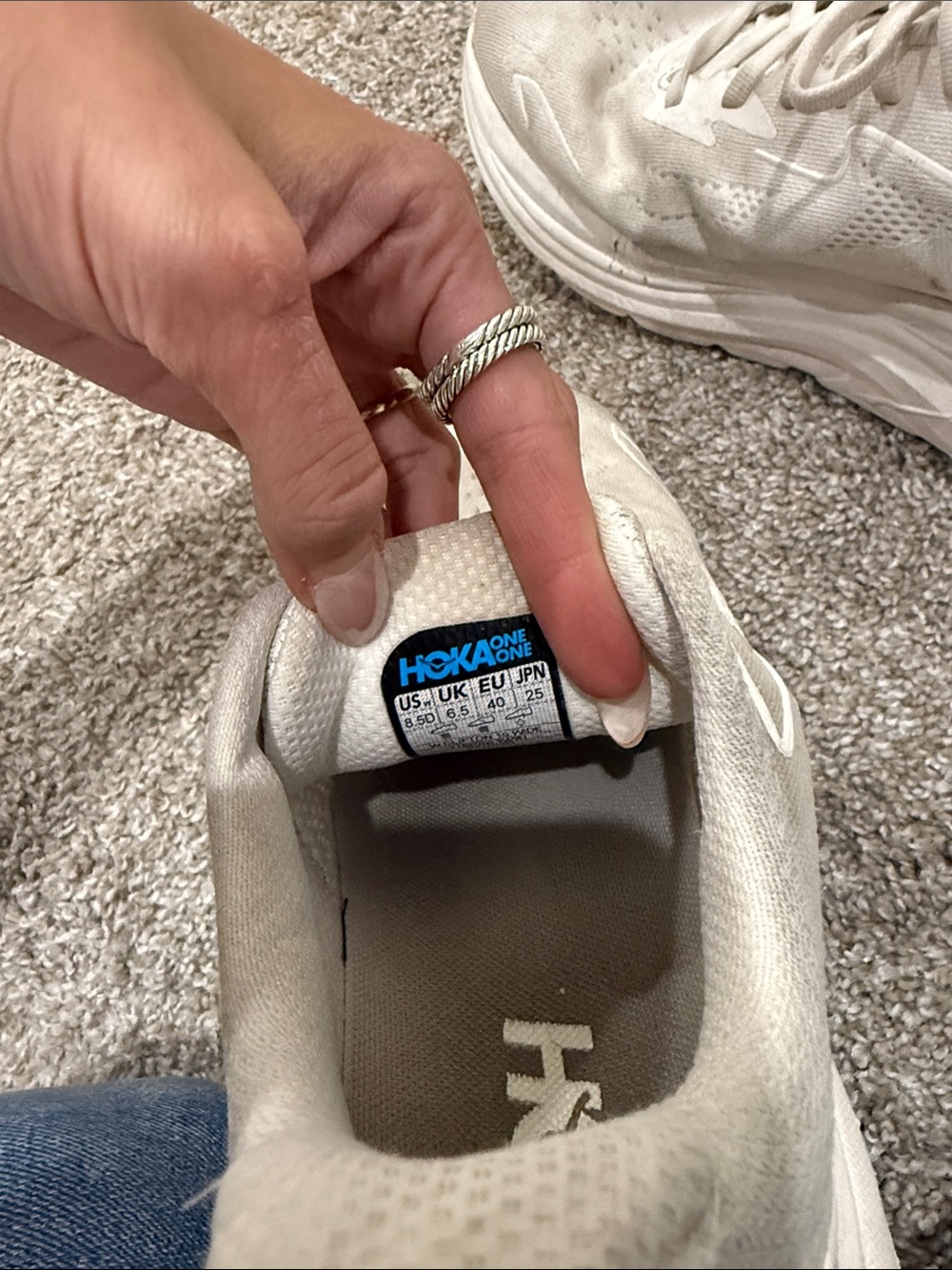 Hoka White Lace-Up Running Sneakers - Picture 4 of 4